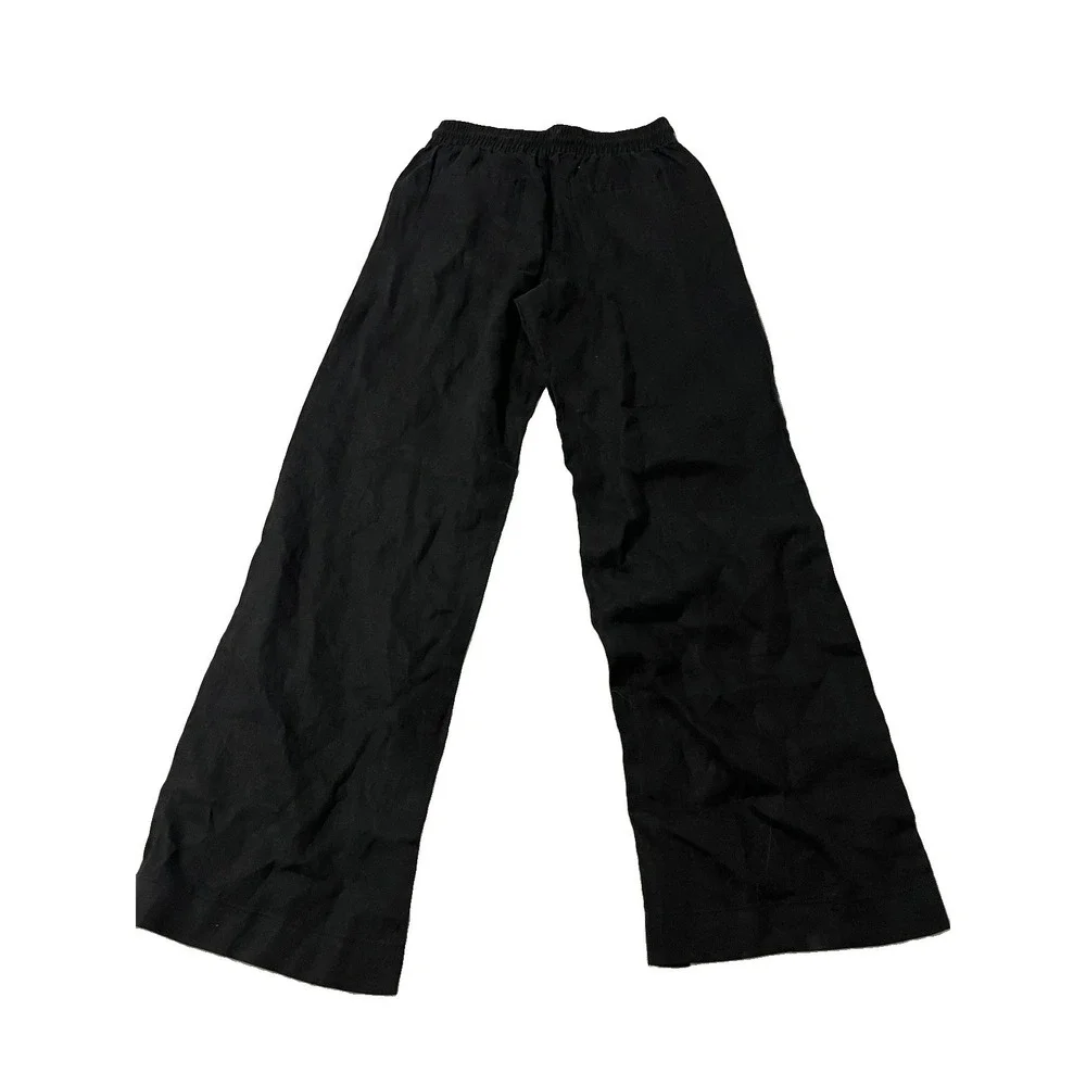 NWT Athleta Black Retreat Linen Ankle Pant W/Drawstring Womens Size Small